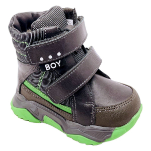15234(сер-зел) ШАГОВИТА ботинки зимние для мальчиков. (21-22)